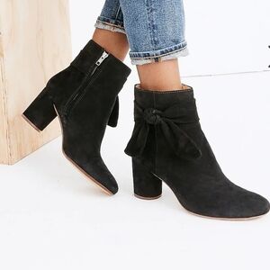 Madewell The Esme Bow boot in black suede, size 7.5